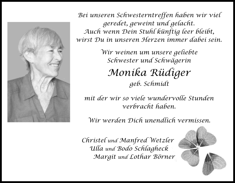  Traueranzeige für Monika Rüdiger vom 25.08.2017 aus Kölner Stadt-Anzeiger / Kölnische Rundschau / Express