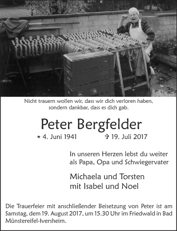 Anzeige von Peter Bergfelder von  Blickpunkt Euskirchen 