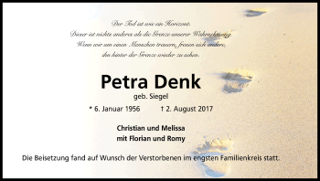 Anzeige von Petra Denk von Kölner Stadt-Anzeiger / Kölnische Rundschau / Express
