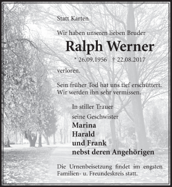 Anzeige von Ralph Werner von  Sonntags-Post 
