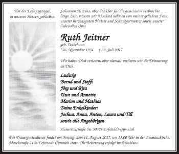 Anzeige von Ruth Jeitner von  Werbepost 