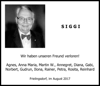 Anzeige von Siggi  von Kölner Stadt-Anzeiger / Kölnische Rundschau / Express