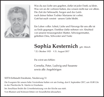 Anzeige von Sophia Kesternich von  Werbepost 