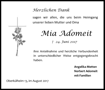 Anzeige von TerzCichen Dank von Kölner Stadt-Anzeiger / Kölnische Rundschau / Express
