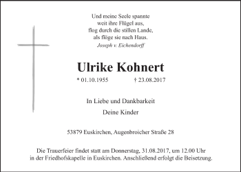 Traueranzeigen Von Ulrike Kohnert Wirtrauern