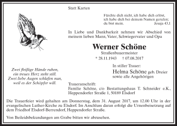 Anzeige von Werner Schöne von  Sonntags-Post 