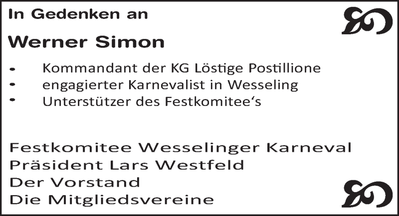  Traueranzeige für Werner Simon vom 09.08.2017 aus  Schlossbote/Werbekurier 