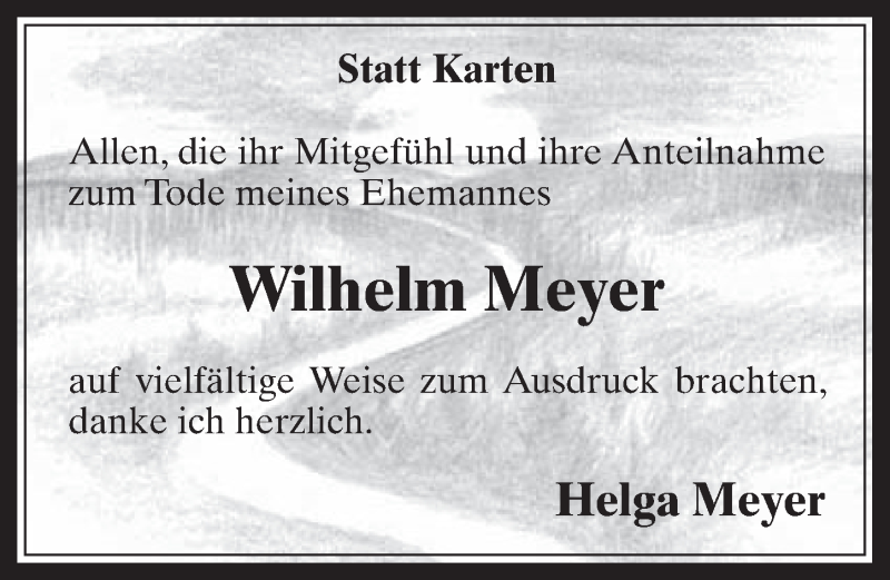  Traueranzeige für Wilhelm Meyer vom 23.08.2017 aus  Werbepost 