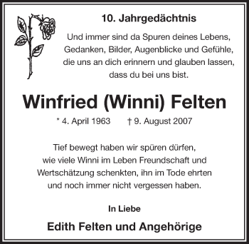 Anzeige von Winfried Felten von  Lokale Informationen 