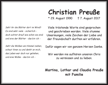 Anzeige von Christian Preuße von  Werbepost 