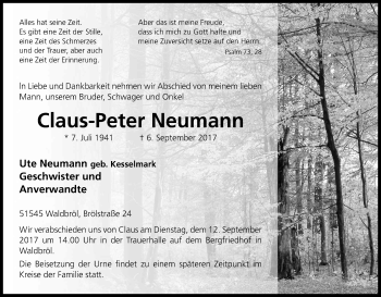 Anzeige von Claus-Peter Neumann von Kölner Stadt-Anzeiger / Kölnische Rundschau / Express