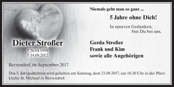 Anzeige von Dieter Stroßer von  Werbepost 