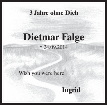 Anzeige von Dietmar Falge von  Sonntags-Post 