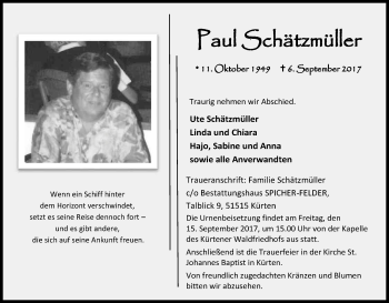 Anzeige von Faul Schätzmüller von Kölner Stadt-Anzeiger / Kölnische Rundschau / Express