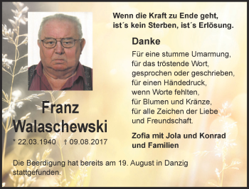 Anzeige von Franz Walaschewski von  Blickpunkt Euskirchen 