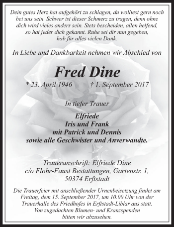Anzeige von Fred Dine von  Werbepost 