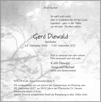 Anzeige von Gerd Diewald von  Blickpunkt Euskirchen 