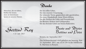 Anzeige von Gertraud Rey von  Sonntags-Post 