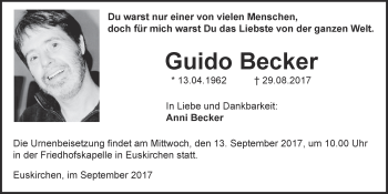 Anzeige von Guido Becker von  Blickpunkt Euskirchen 