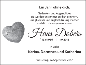 Anzeige von Hans Dobers von  Schlossbote/Werbekurier 