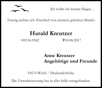 Anzeige von Harald Kreutzner von Kölner Stadt-Anzeiger / Kölnische Rundschau / Express