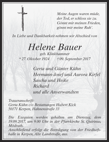 Anzeige von Helene Bauer von  Werbepost 