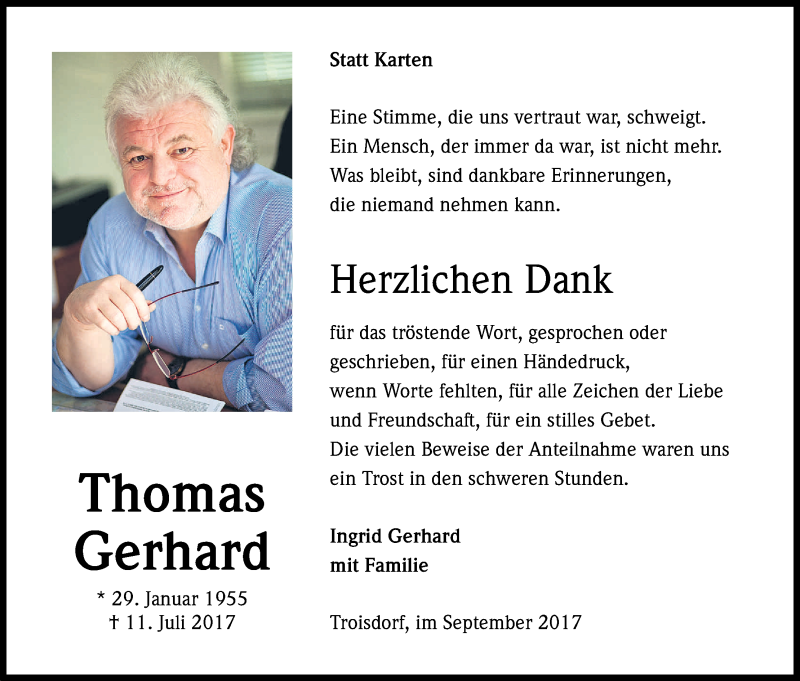  Traueranzeige für Herzlichen Dank vom 16.09.2017 aus Kölner Stadt-Anzeiger / Kölnische Rundschau / Express