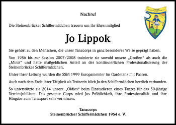 Anzeige von Jo Lippok von Kölner Stadt-Anzeiger / Kölnische Rundschau / Express