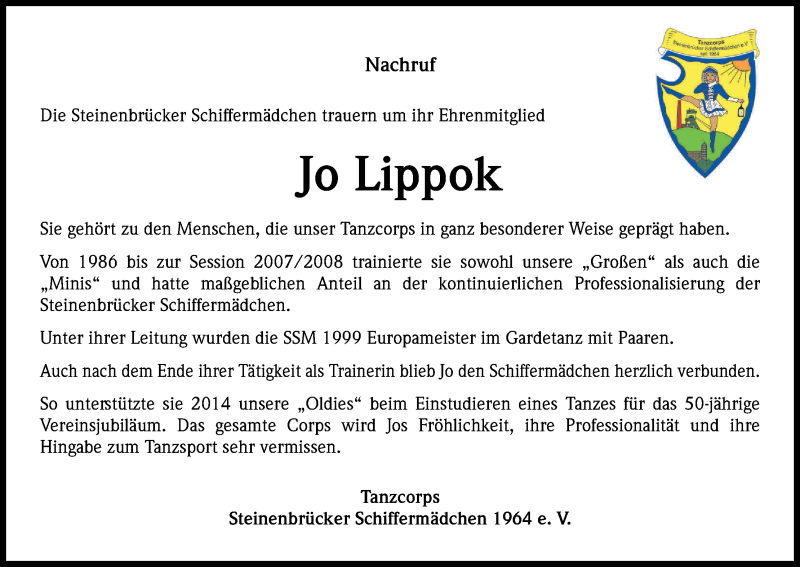  Traueranzeige für Jo Lippok vom 23.09.2017 aus Kölner Stadt-Anzeiger / Kölnische Rundschau / Express