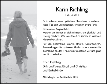 Anzeige von Karin Richling von  Anzeigen Echo 