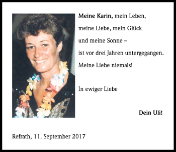 Anzeige von Karin Trupke von Kölner Stadt-Anzeiger / Kölnische Rundschau / Express