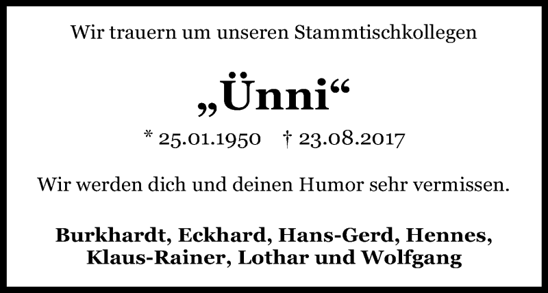  Traueranzeige für Karl Günter Mörchen vom 02.09.2017 aus Kölner Stadt-Anzeiger / Kölnische Rundschau / Express