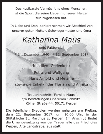 Anzeige von Katharina Maus von  Werbepost 