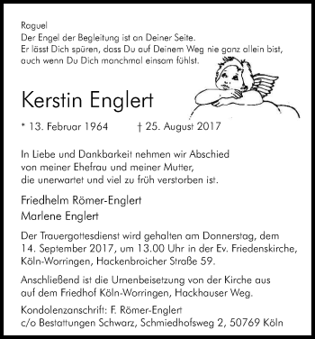 Anzeige von Kerstin Englert von Kölner Stadt-Anzeiger / Kölnische Rundschau / Express