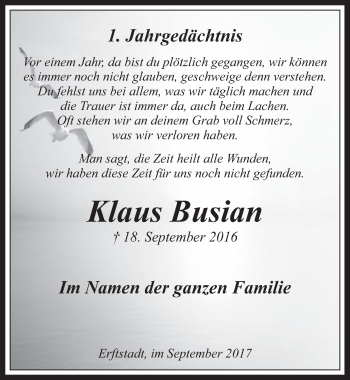 Anzeige von Klaus Busian von  Werbepost 