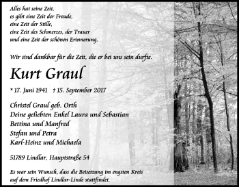 Anzeige von Kurt Graul von Kölner Stadt-Anzeiger / Kölnische Rundschau / Express