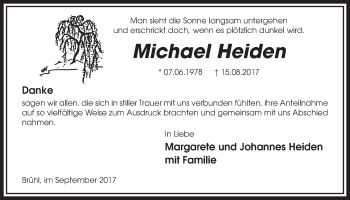 Anzeige von Michael Heiden von  Schlossbote/Werbekurier 