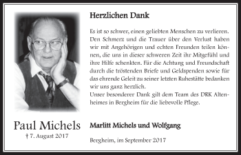 Anzeige von Paul Michels von  Werbepost 