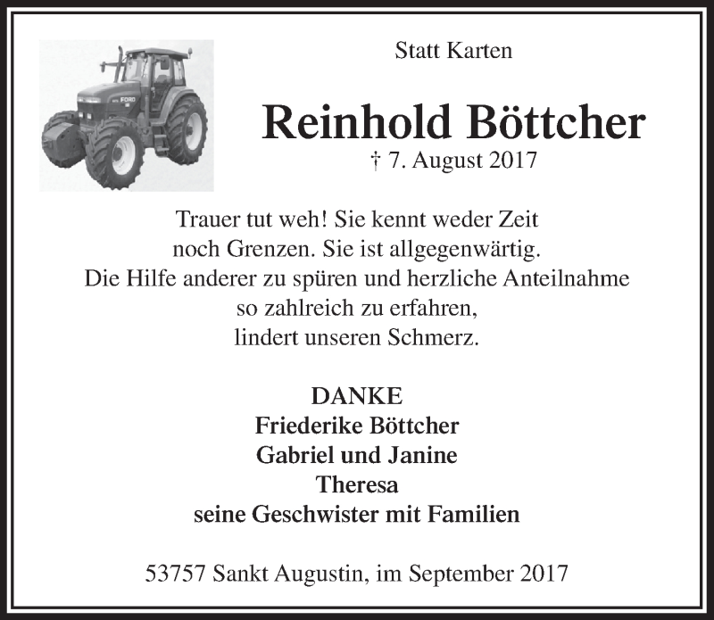  Traueranzeige für Reinhold Böttcher vom 13.09.2017 aus  Extra Blatt 