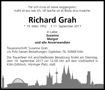 Anzeige von Richard Grah von Kölner Stadt-Anzeiger / Kölnische Rundschau / Express