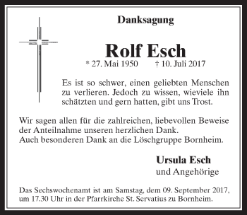 Anzeige von Rolf Esch von  Schaufenster/Blickpunkt 