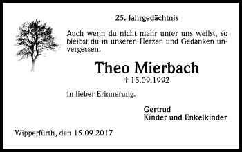 Anzeige von Theo Mierbach von Kölner Stadt-Anzeiger / Kölnische Rundschau / Express