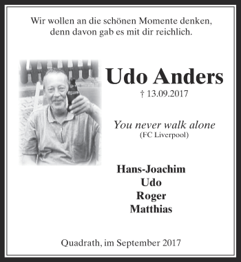 Anzeige von Udo Anders von  Werbepost 