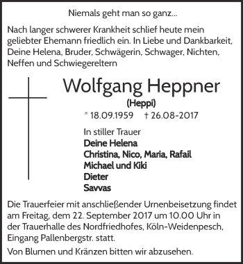 Anzeige von Wolfgang Heppner von  Lokalanzeiger 