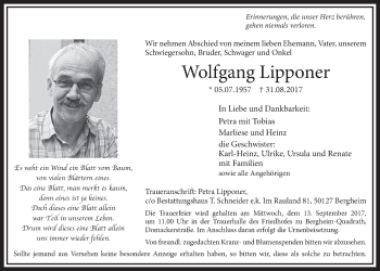 Anzeige von Wolfgang Lipponer von  Sonntags-Post 