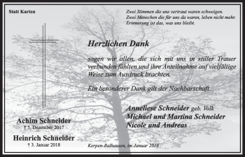 Anzeige von Achim Schneider von  Sonntags-Post 