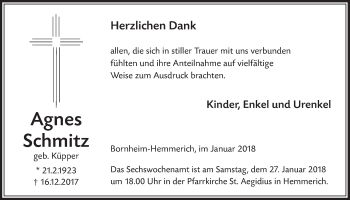 Anzeige von Agnes Schmitz von  Schlossbote/Werbekurier 