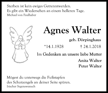 Anzeige von Agnes Walter von Kölner Stadt-Anzeiger / Kölnische Rundschau / Express