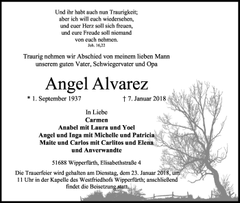 Anzeige von Angel Alvarez von Kölner Stadt-Anzeiger / Kölnische Rundschau / Express
