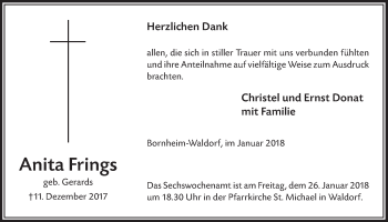 Anzeige von Anita Frings von  Schaufenster/Blickpunkt  Schlossbote/Werbekurier 